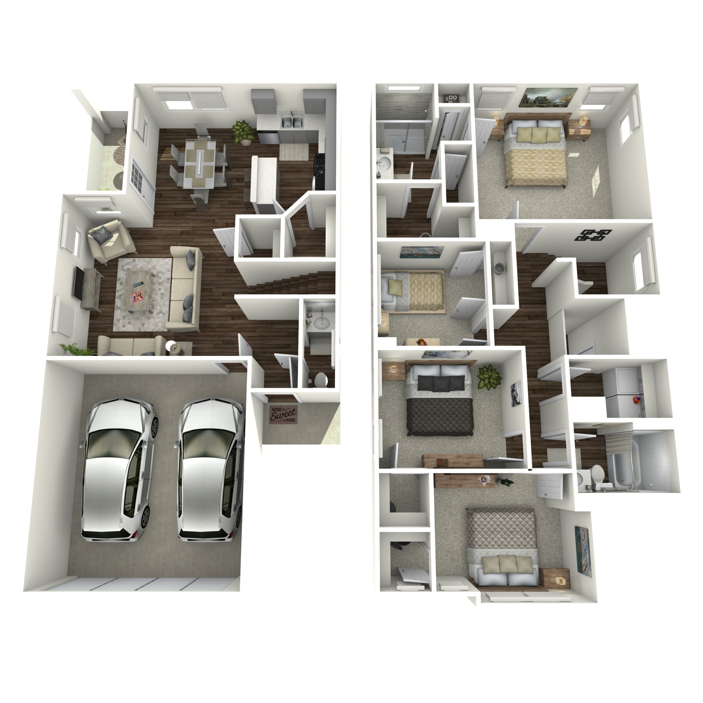 Rivers Edge Rental Homes Furnished D1 3D Floor Plan Rivers Edge Rental Homes Furnished D1 3D Floor Plan